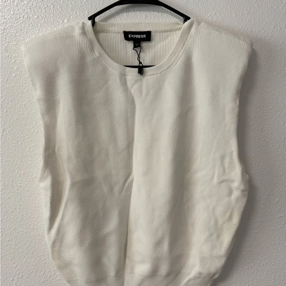 Express Ribbed White Sweater - Picture 3 of 3